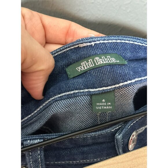 Wild Fable Women's 4 Relaxed Straight Leg High-Rise Denim Jeans Dark Wash Contra - Picture 9 of 10